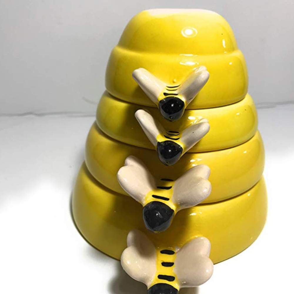 Beehive Measuring Cups Ceramic 4 Piece Yellow - Picture 4 of 5